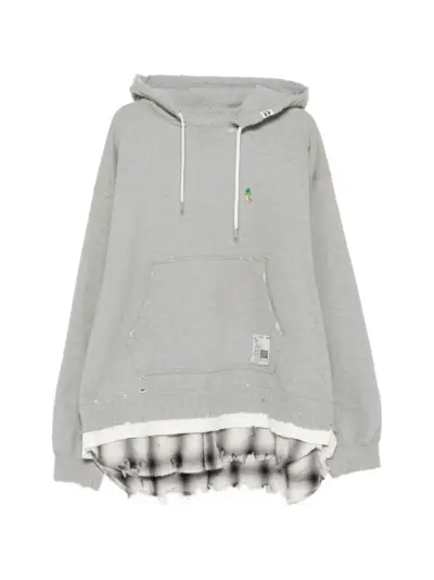 Maison MIHARA YASUHIRO distressed layered-effect hoodie - Grey