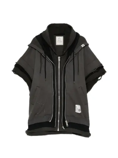 Maison MIHARA YASUHIRO distressed layered-effect hoodie - Grey