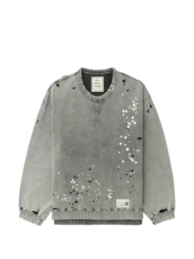 Maison MIHARA YASUHIRO embellished distressed sweatshirt - Grey