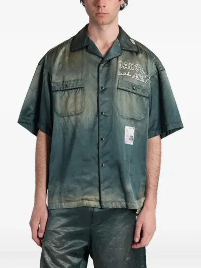 Maison MIHARA YASUHIRO embroidered faded-effect shirt - Green