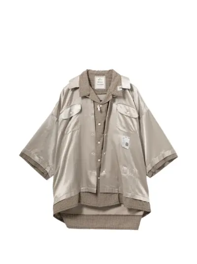 Maison MIHARA YASUHIRO graphic-embroidered layered shirt - Neutrals
