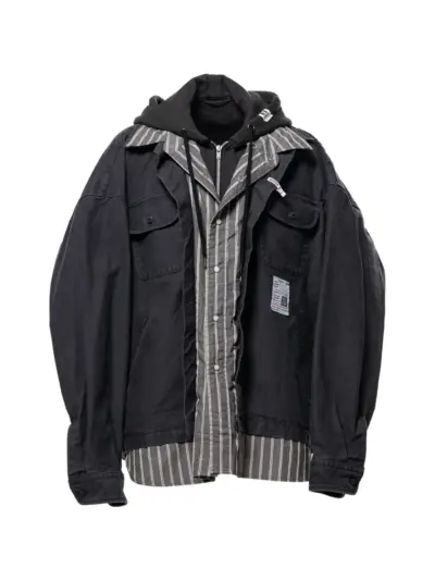 Maison MIHARA YASUHIRO layered-effect hooded shirt-jacket - Black
