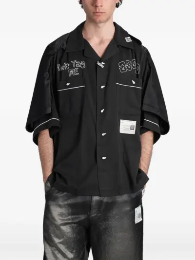 Maison MIHARA YASUHIRO layered-sleeve embroidered shirt - Black