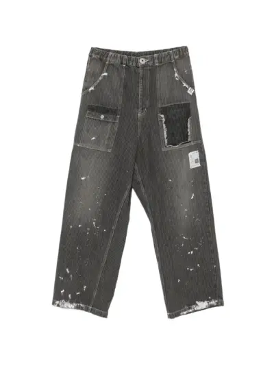 Maison MIHARA YASUHIRO paint-splatter distressed jeans - Grey