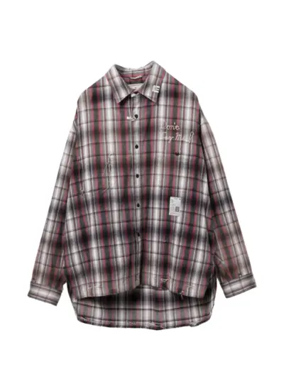 Maison MIHARA YASUHIRO plaid embroidered shirt - White