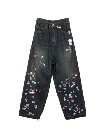 Maison MIHARA YASUHIRO sticker-patch wide-leg jeans - Blue