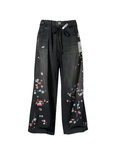 Maison MIHARA YASUHIRO sticker-print faded-effect jeans - Black