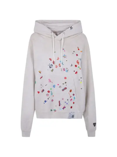 Maison MIHARA YASUHIRO sticker-print stud-embellished hoodie - Neutrals