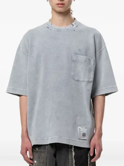 Maison MIHARA YASUHIRO waffle-knit chest-pocket T-shirt - Grey