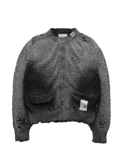Maison MIHARA YASUHIRO zip-up distressed cardigan - Black