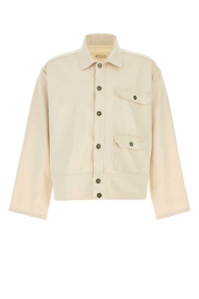 Maison Margiela Melange Sand Denim Jacket Ecru Exterior: Cotton Giacche E Gilet - Men