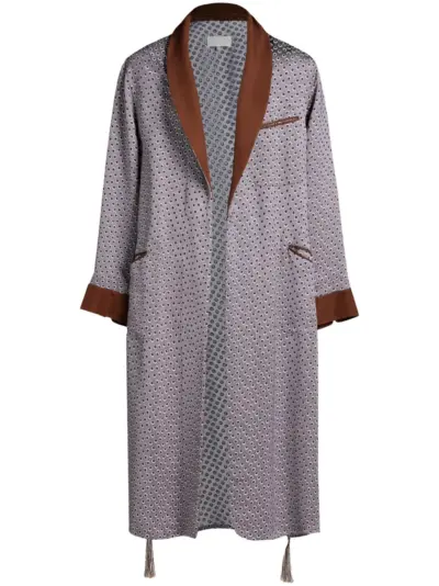 Maison Margiela geometric-pattern fringed coat - Grey
