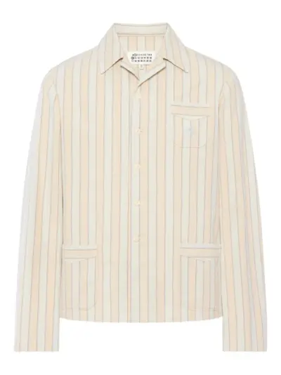 Maison Margiela striped long-sleeved shirt jacket - Neutrals
