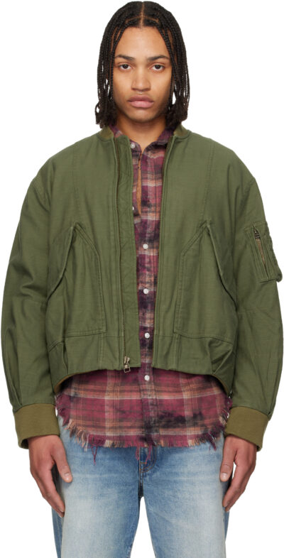 R13 Khaki Bubble Bomber Jacket