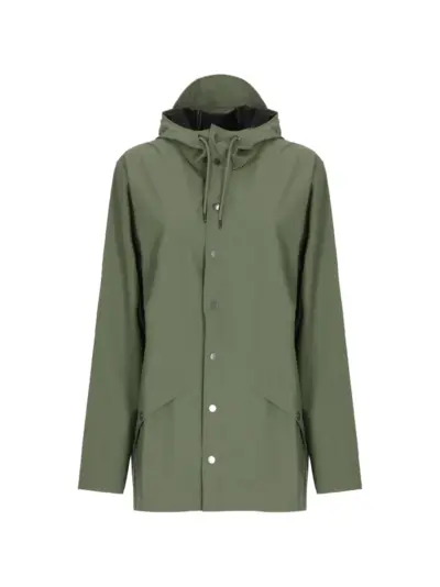 Rains hooded press-stud rain jacket - Green