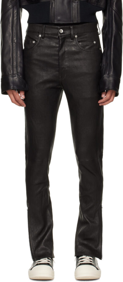 Rick Owens Black 'SUICIDE' Edition Temple Rev Leather Pants
