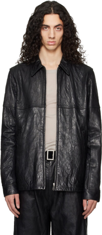 Rick Owens Black Temple Brad Leather Jacket