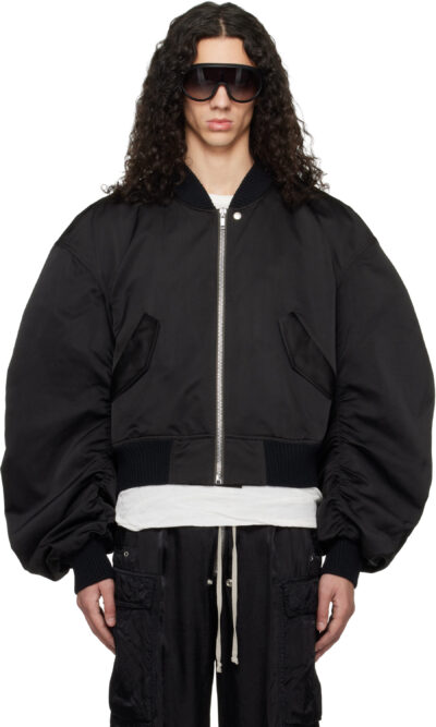 Rick Owens Black Temple Secchia Flight Jacket