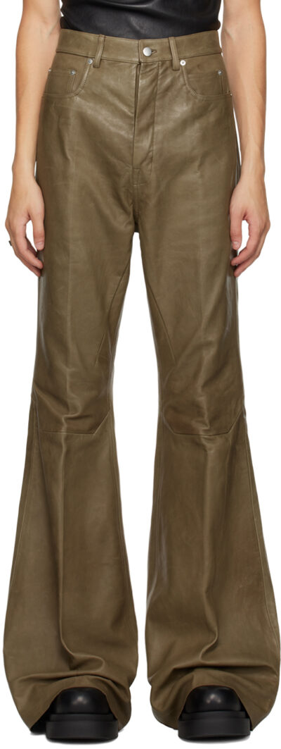 Rick Owens Brown Porterville Bolan Leather Pants