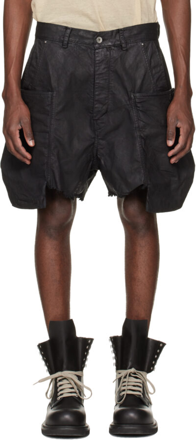 Rick Owens DRKSHDW Black Temple Stefan Denim Cargo Shorts