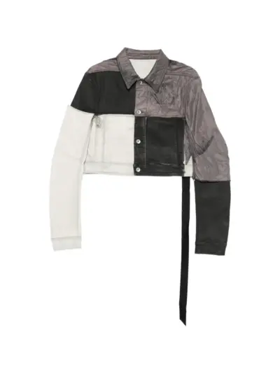 Rick Owens DRKSHDW Little Joe patchwork cropped jacket - White