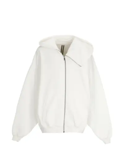Rick Owens DRKSHDW MOUNTAIN HUN asymmetric-zip hoodie - White