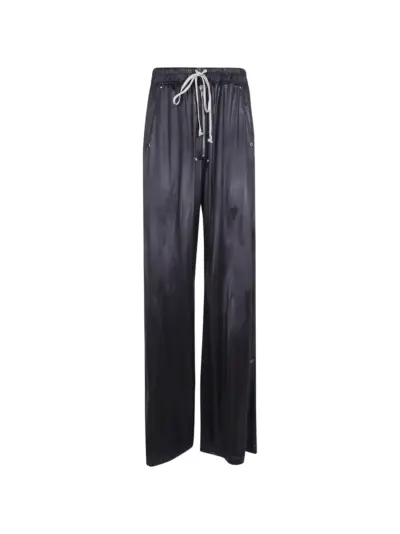 Rick Owens DRKSHDW coated drawstring wide-leg trousers - Black