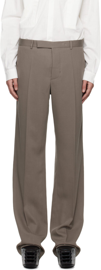 Rick Owens Gray Temple Twisted Wool Tailored Dietrich Trousers