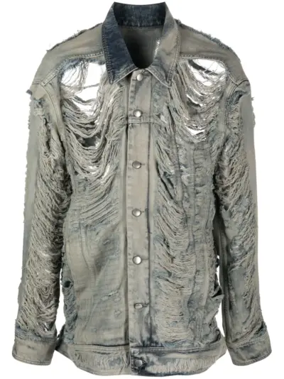 Rick Owens Jumbo Worker distressed denim jacket - Blue