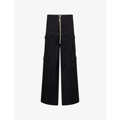 Rick Owens Mens Rick Owens Cargobelas Flared Stretch-Cotton Trousers