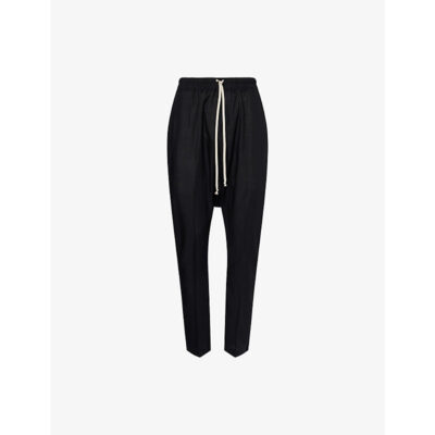 Rick Owens Mens Rick Owens Drawstring Lightweight Tapered-Leg Wool Trousers