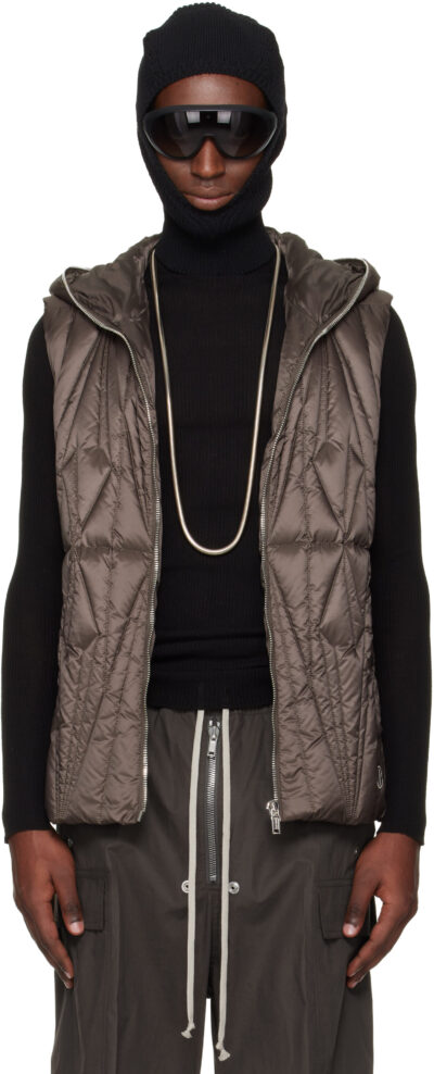 Rick Owens Moncler + Rick Owens Gray Geocamo Zip Vest