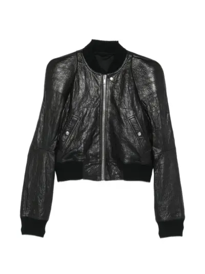 Rick Owens structured-shoulder leather jacket - Black