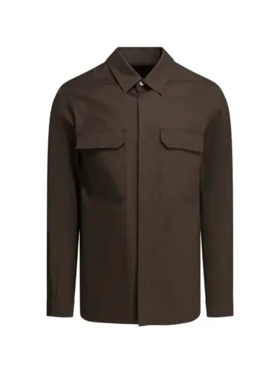 Rick Owens webbing-strap flap-pocket shirt jacket - Brown