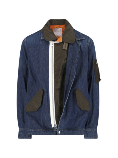 Sacai Jackets Blue Cotton - Men