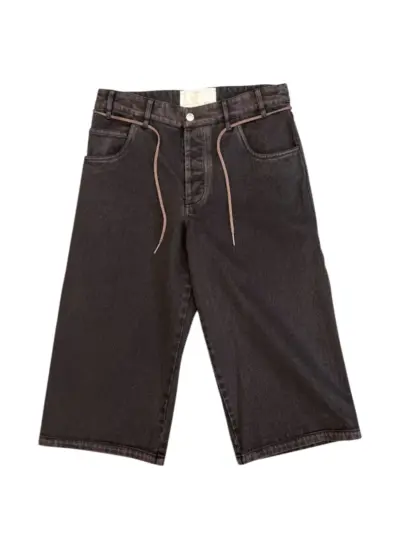 Song For The Mute fade-effect drawstring denim shorts - Black