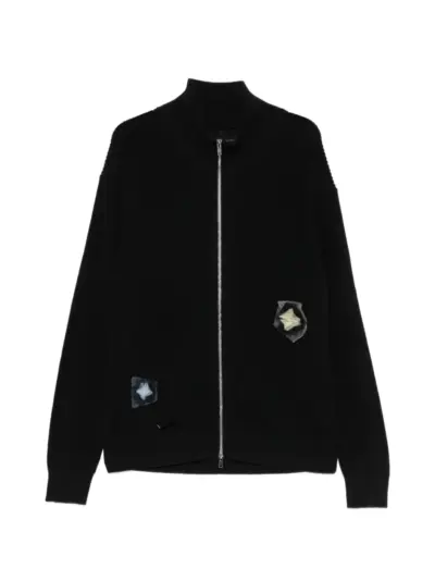 Song For The Mute floral-patch zip-up cardigan - Black
