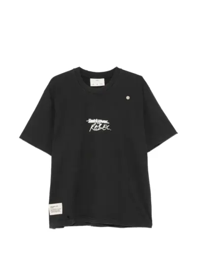 Song For The Mute x Birkenstock distressed-effect logo-print T-shirt - Black