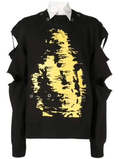 Takahiromiyashita The Soloist graphic-print distressed jumper - Black