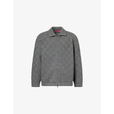 The Elder Statesman Mens The Elder Statesman Hunter Checkered Knitted Cashmere Jacket