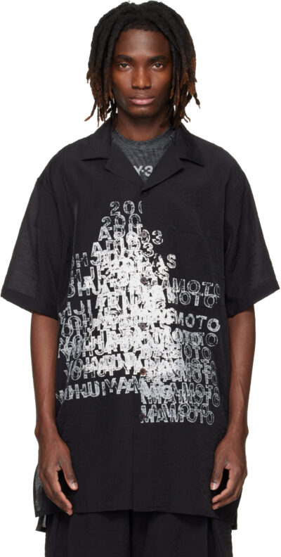 Y-3 Black Placed Graphic Short Sleeve Long Shirt