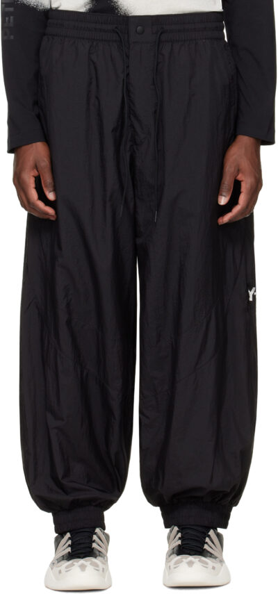 Y-3 Black Raw Edge 3 Stripes Nylon Shell Track Pants