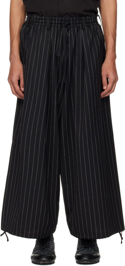 Y-3 Black Refined Wool Cropped Wide Leg Trousers