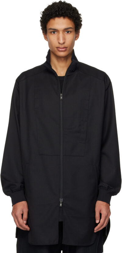Y-3 Black Refined Wool Long Track Jacket