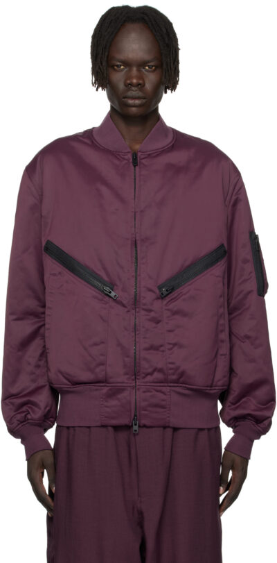 Y-3 Burgundy Insulated Bomber Jacket