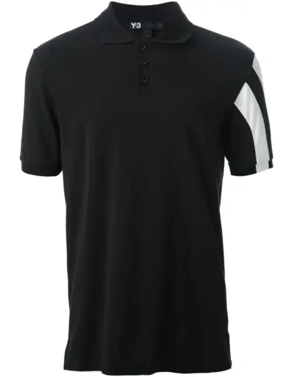 Y-3 contrasting striped sleeve polo shirt - Black