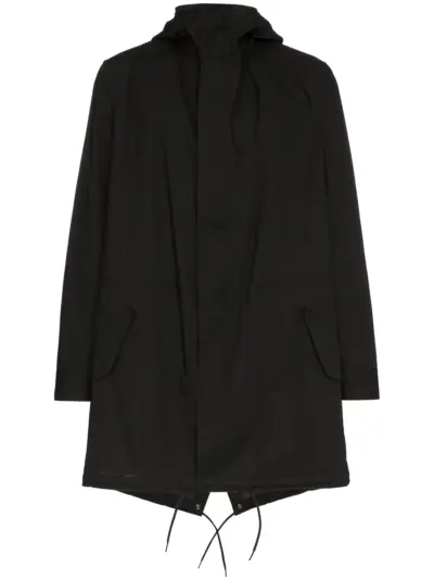 Y-3 logo print hooded parka - Black