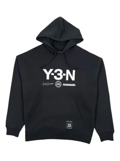 Y-3 x Neighborhood logo-print hoodie - Black