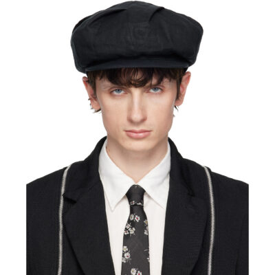 YOHJI YAMAMOTO Black Flax Flat Tuck Casquette Cap