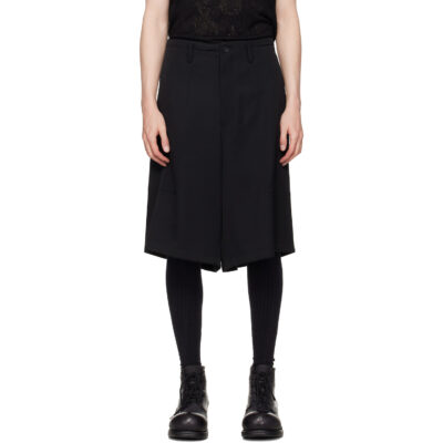 YOHJI YAMAMOTO Black Wool Gabardine St Pocket Shorts